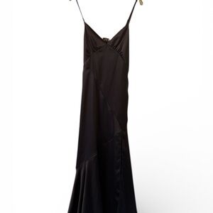 Dark Navy Satin Maxi Dress